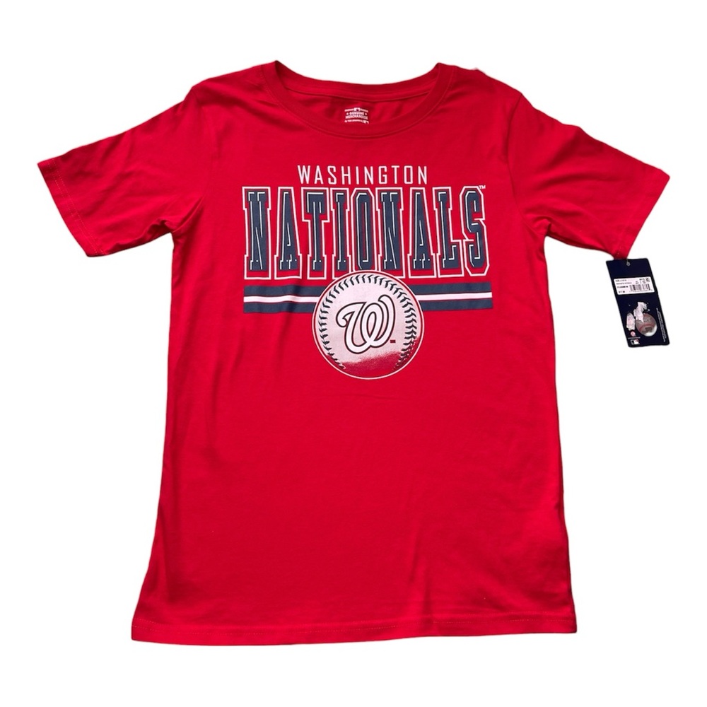 Washington Nationals Baseball Boys L 12/14 Red MLB Graphic T-Shirt NWT